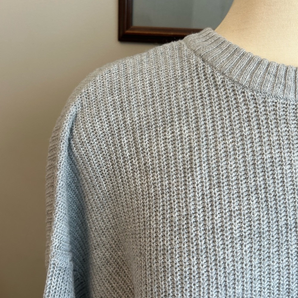 American Eagle Grey Long Sleeve Ribbed Knit Oversize Sweater Size XL Wool Blend - Picture 3 of 13